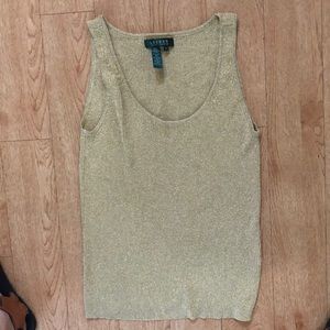 Ralph Lauren gold metallic glitter tank top